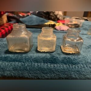 Set of Three Clear Glass Bottles